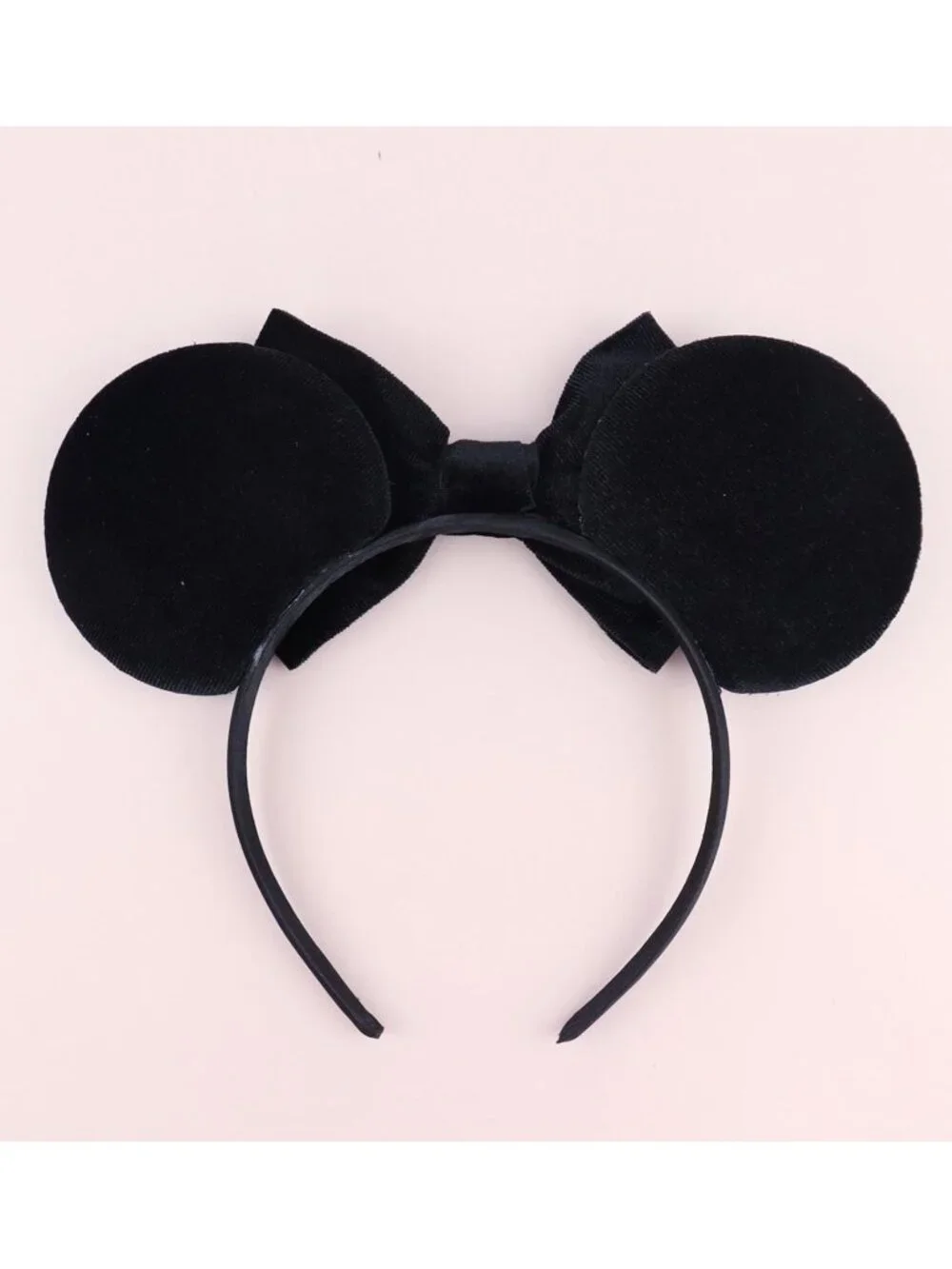 Women Balck White Polyester Velvet Mickey Mouse Halloween Costume Headband